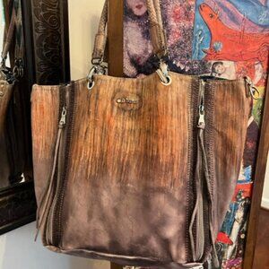 Free People X Old Trend Hand-Painted Ombré Leather Tote Bag